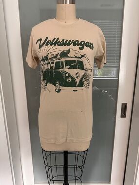 Volkswagen Graphic Tee - Cream with Green Print